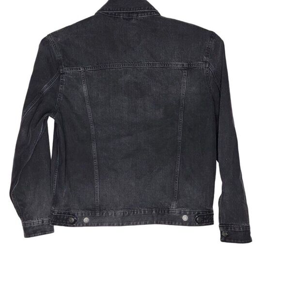 ASOS Men's Black Denim Jacket Size Large Buttons 100% Cotton - Picture 3 of 9